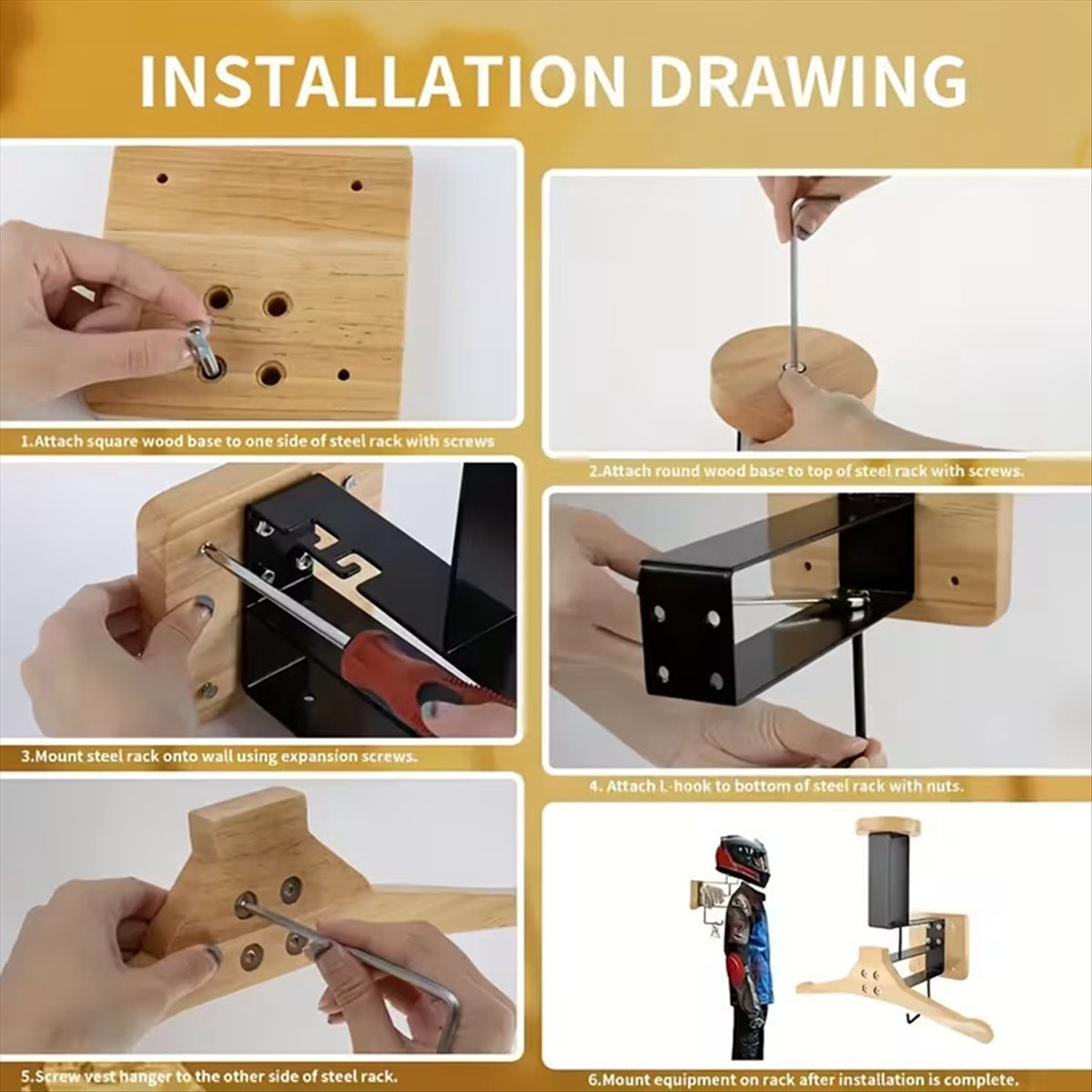 Cycling Gear Storage Rack - Nouveauté : support mural en bois